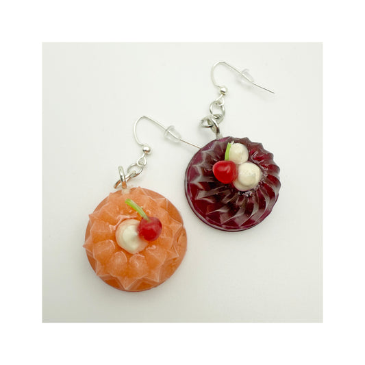 Mini Jelly Mold Earrings - Apricot & Black Cherry