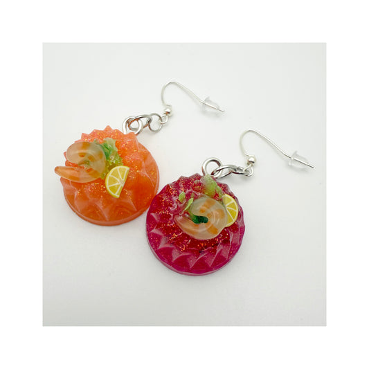 Mini Jelly Mold Earrings - Shrimp Topped