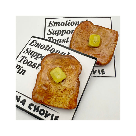 Emotional Support Toast Pin - Tie Tack Pin