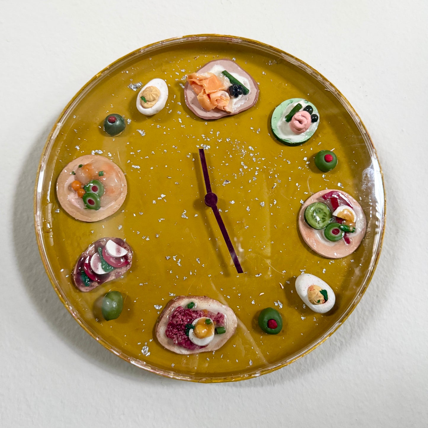 "Hour" D'oeuvres Clock in Tumeric