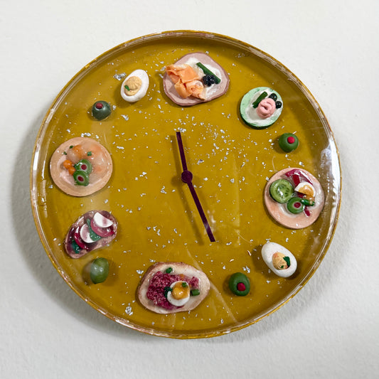 "Hour" D'oeuvres Clock in Tumeric