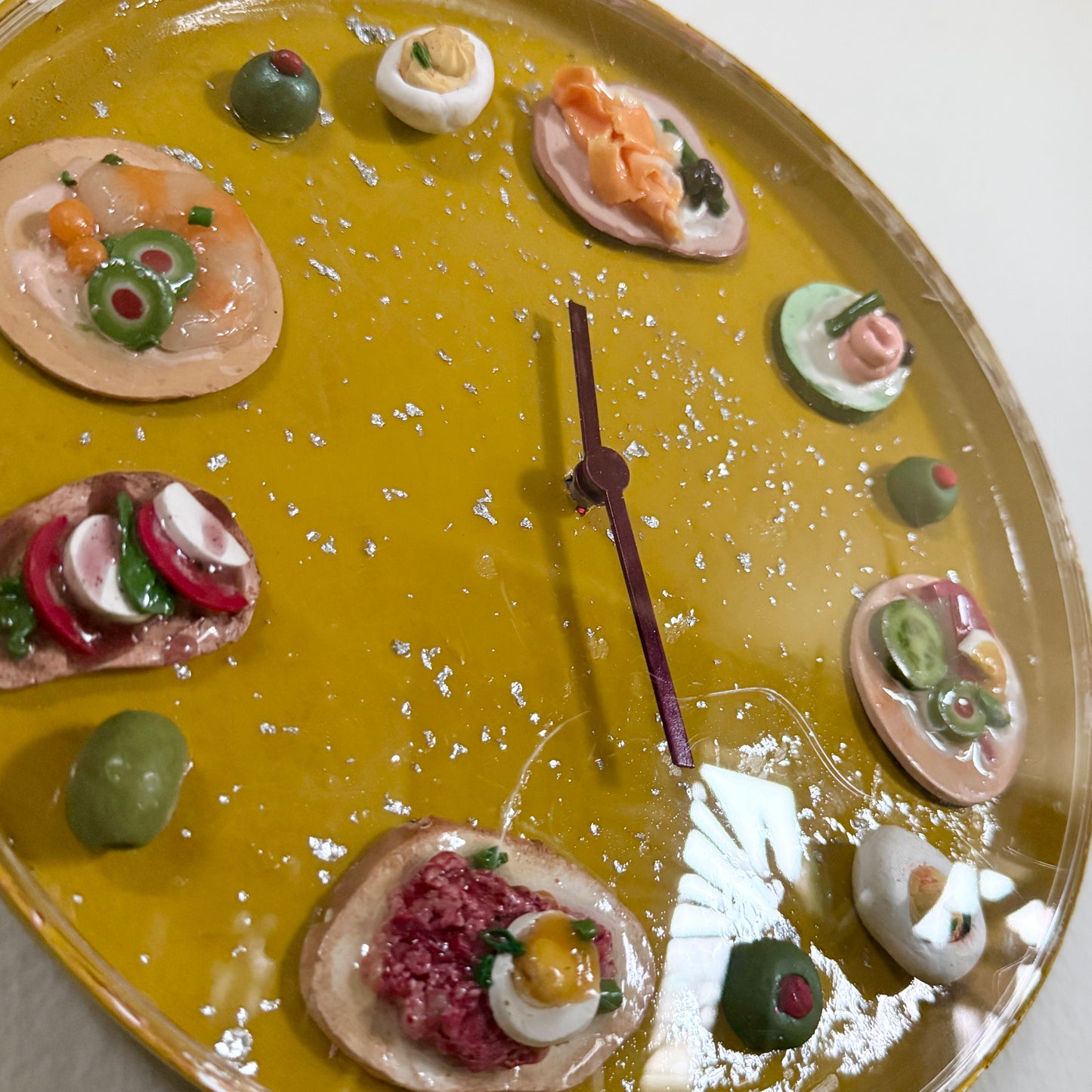 "Hour" D'oeuvres Clock in Tumeric