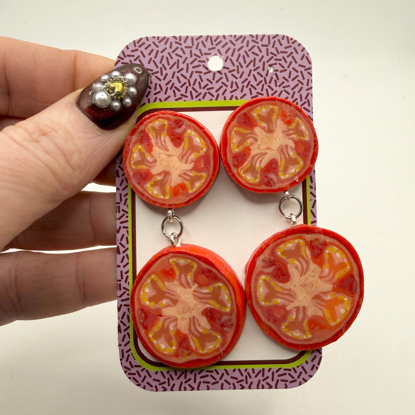 Tomato Slice Dangle Earrings