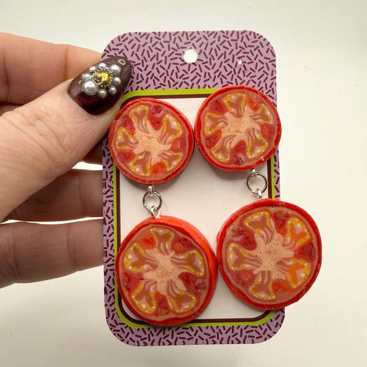 Tomato Slice Dangle Earrings