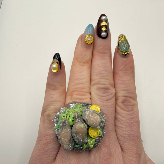 Three Oyster Adjustable Ring