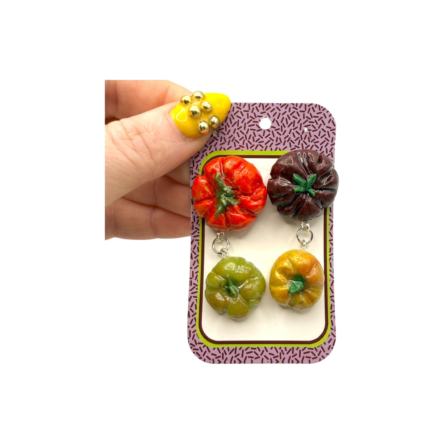 Post-style  Heirloom Tomato Earrings