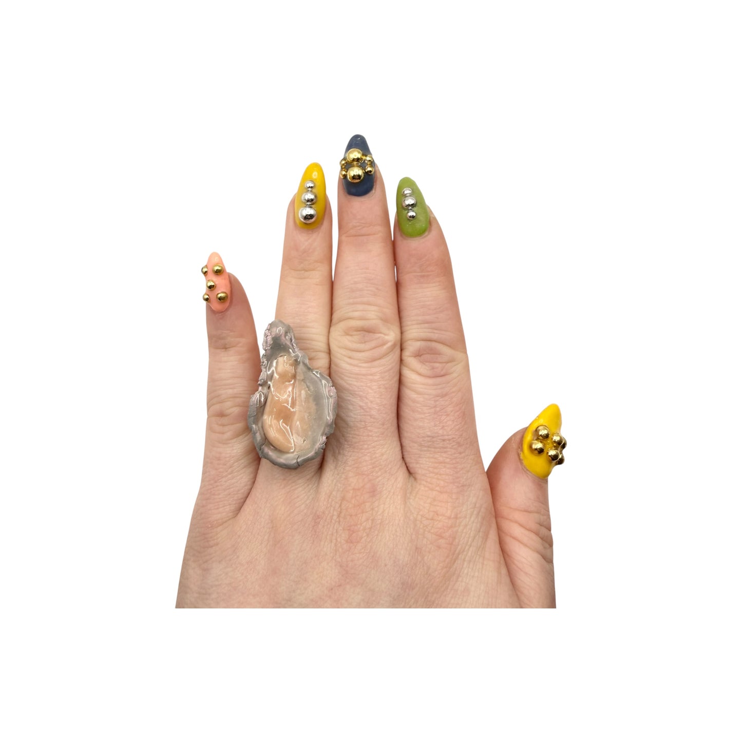 Gleaming Oyster Adjustable Ring