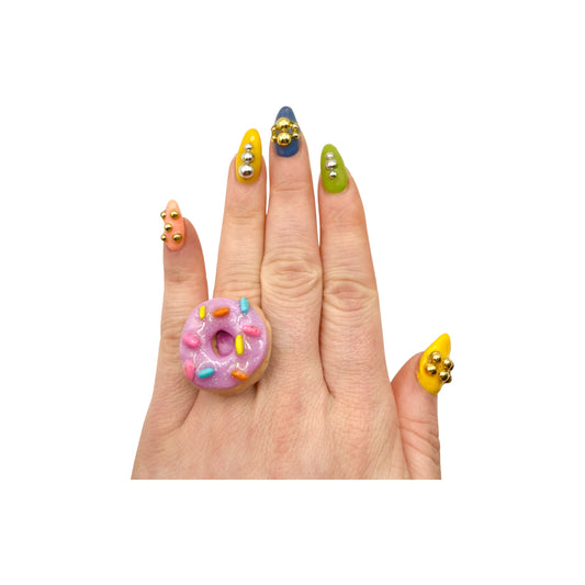 Purple Sprinkle Donut Adjustable Ring