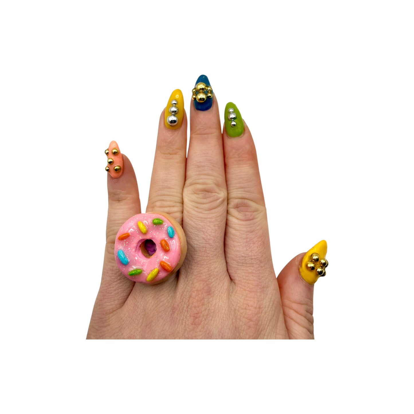 Pink Sprinkle Donut Adjustable Ring