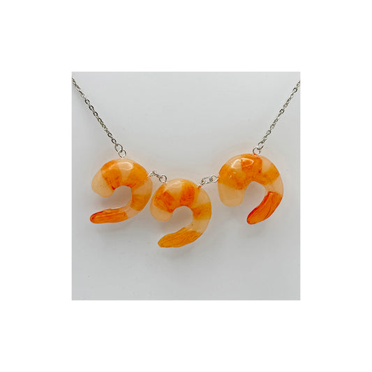 Three Shrimp Delicate Chain Necklace